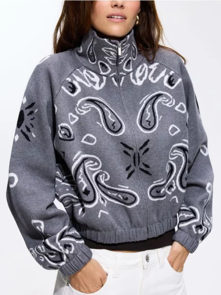 Reserved Pulover oversized cu adaos de multicolor