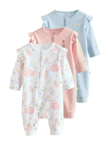 Next Pijamale albastru deschis / verde / roz alb