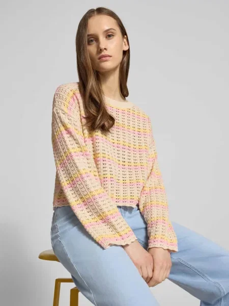 Sweter z dzianiny o kroju regular fit z mieszanki bawełny model ‘ASA’ Only