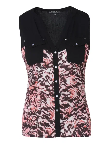 KOROSHI Bluză roz / rosé / roz pal negru