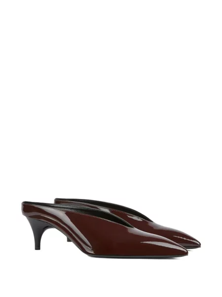 Papuci tip mules Gucci din piele de lac maro