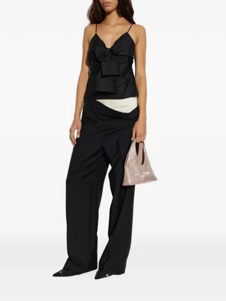 Top Alexander Wang cu funde de mătase negru