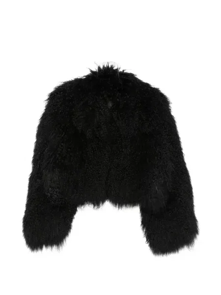 Haină din piele de oaie Numerootto din piele de oaie negru