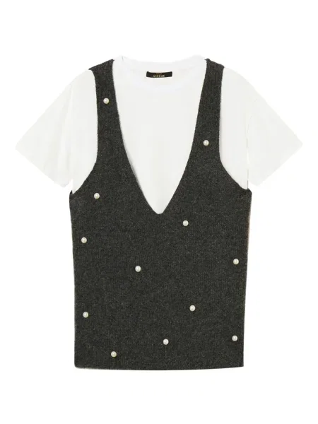 Tricou Twinset cu decolteu în V gri