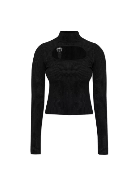 Sweter z golfem Versace Jeans Couture ze stójką czarny