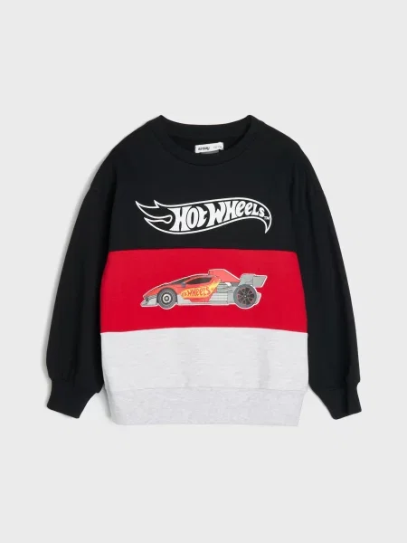 Sinsay Mikina s kulatým výstřihem s potiskem Hot Wheels černá