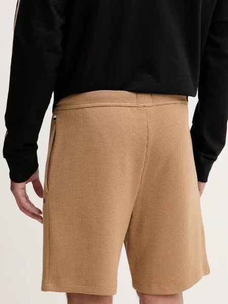 BOSS szorty lounge z bawełną Waffle Shorts brązowe