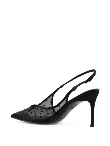 Zomšinės taškuotos bateliai Black Suede Studio slingback juoda