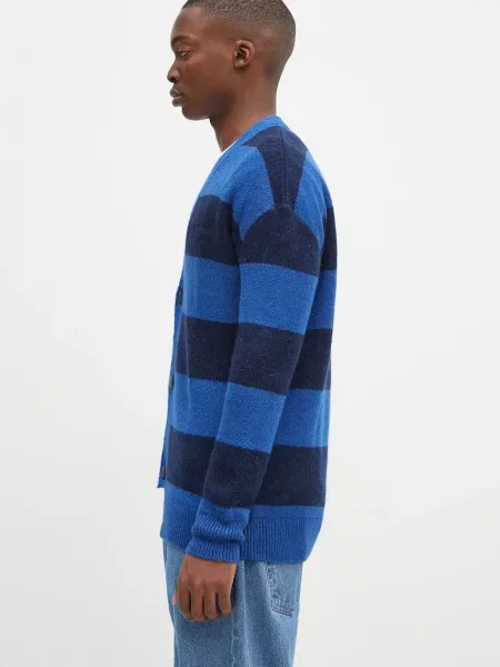 Πλεκτή ζακέτα No Problemo Striped Mohair Oversized Cardigan μπλε