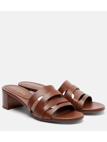 Papuci tip mules Gianvito Rossi din piele maro