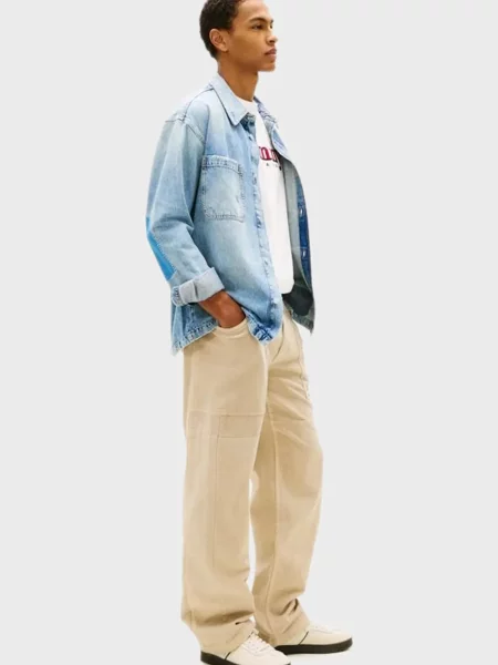 Штани Tommy Jeans бежеві