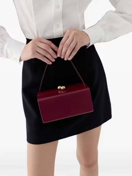 Top Carolina Herrera din piele roșu