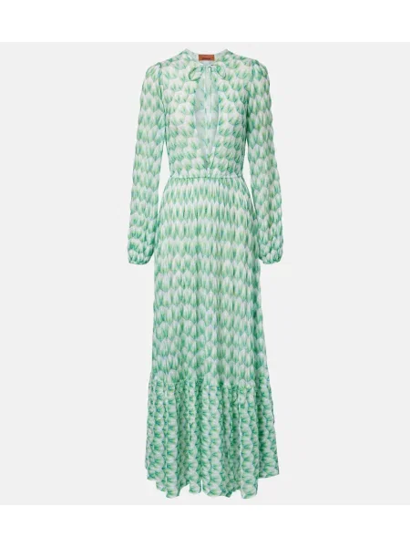 Rochie maxi Missoni tricotate de costum verde