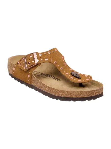 Klapki Birkenstock skórzane brązowe