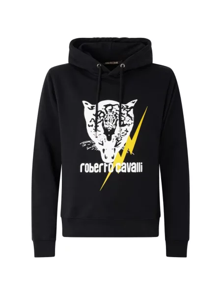 Hanorac cu glugă Roberto Cavalli cu imagine cu cordon negru