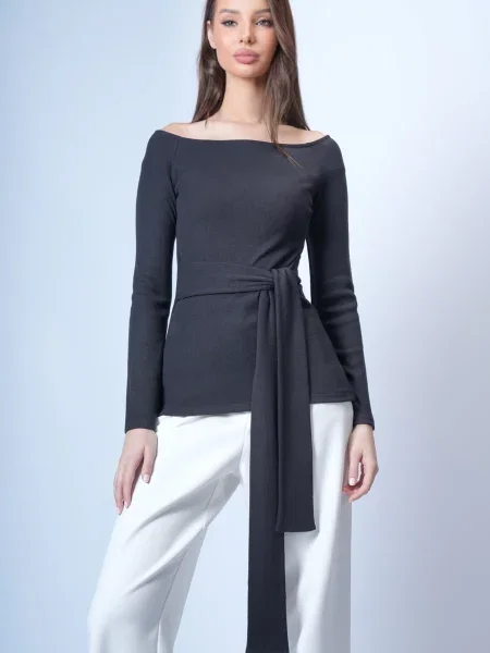 Trend Alaçatı Stili Tricou negru
