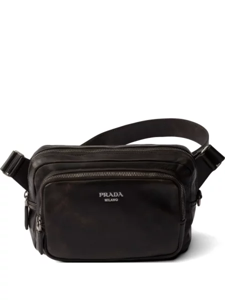 Geantă Prada din piele zdrențuiți maro