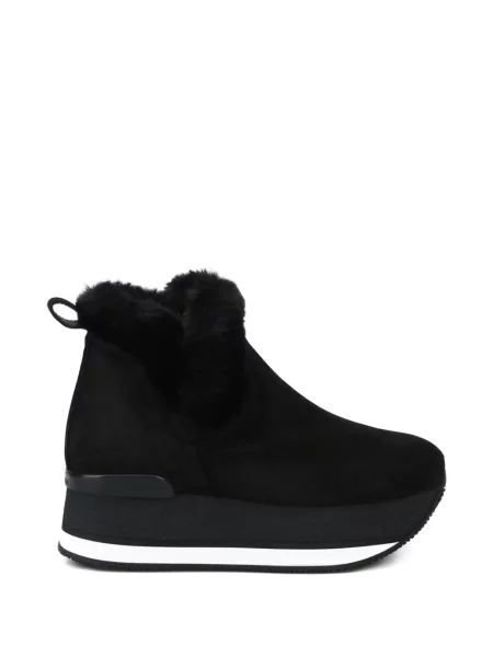 Blană botine Hogan cu platformă negru