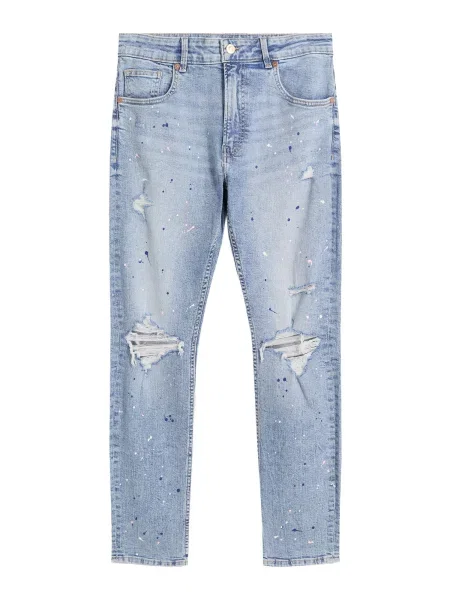Bershka Jeans bleumarin / albastru deschis / roz pudră alb