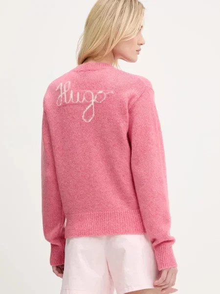 Volnen pulover HUGO roza