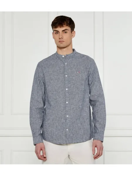 Tommy Jeans Cămașă | cu adaos de in gri