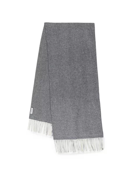 Fular Lanvin cu franjuri cu model herringbone gri