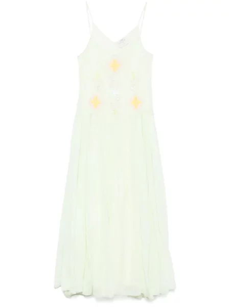 Rochie maxi Forte_forte cu broderie cu imprimeu geometric de costum verde