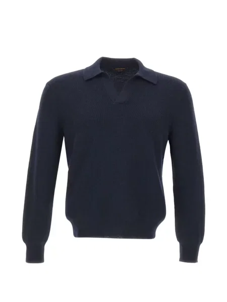 Tricou polo Gran Sasso de lână albastru