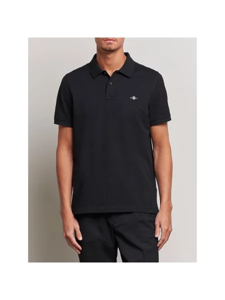 Koszulka polo Gant z logo czarna