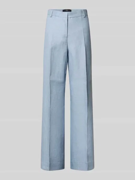 Weekend Max Mara spodnie lniane MALIZIA niebieskie