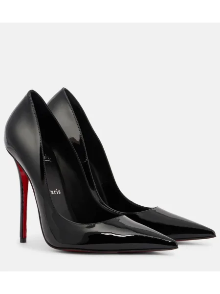 Кожени полуотворени обувки Christian Louboutin от лакирана кожа черно