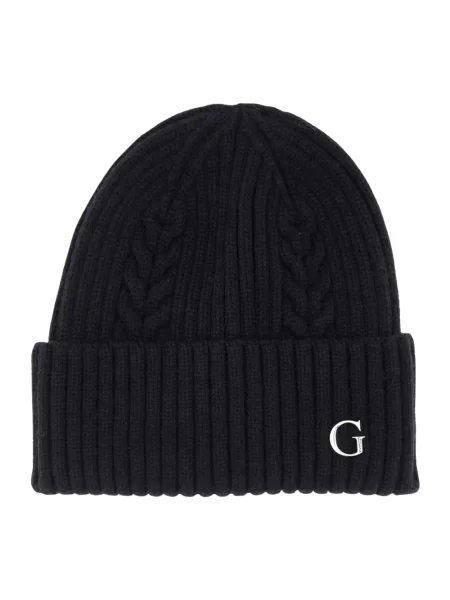 Dzianinowa czapka Guess z logo czarna
