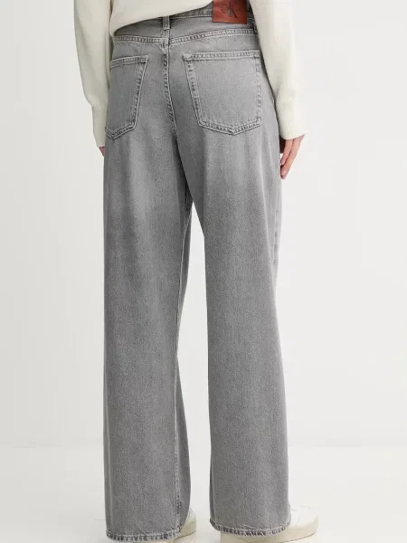 Džíny Calvin Klein Jeans high waist šedé