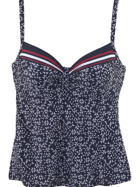 LASCANA Tankini top / bleumarin / roșu cranberry alb