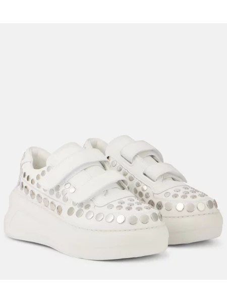 Kožené tenisky Acne Studios se cvočky bílé