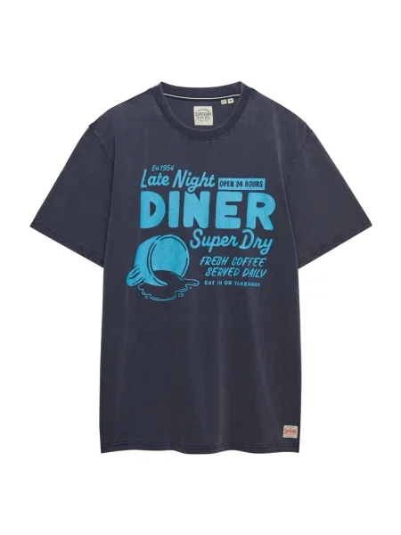 Superdry & Co Póló LOCAL BUSINESS tengerészkék / azúr