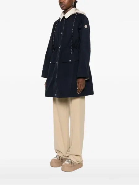 Geacă parka Moncler cu glugă albastru