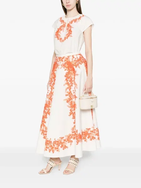 Fustă midi Giambattista Valli cu model floral alb