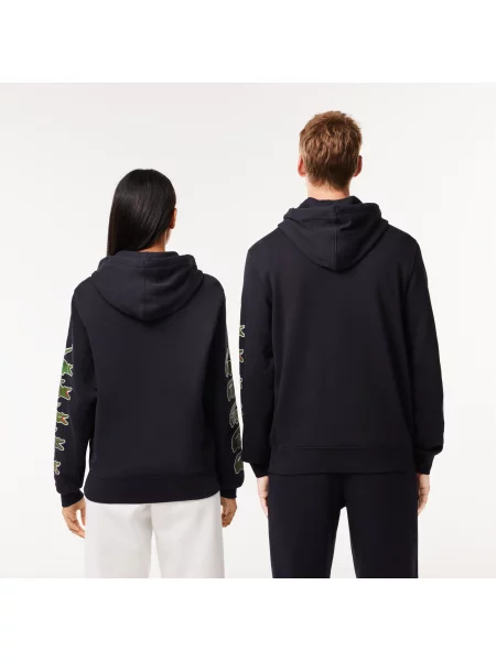 Lacoste Kontrastowa Bluza Z Kapturem Z Krokodylem granatowa