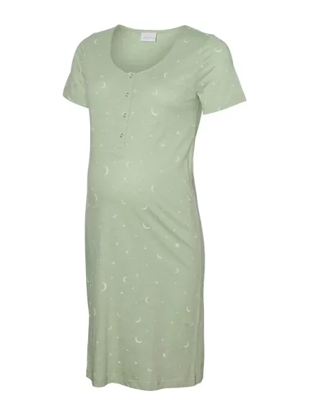 MAMALICIOUS Spalna srajca pastelno zelena / off-bela bela