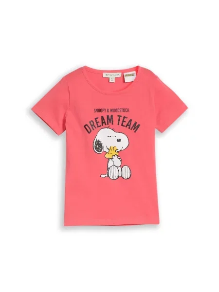TOM TAILOR Tricou Peanuts galben / roz zmeură / negru alb