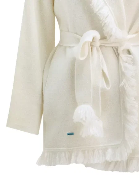 Cardigan Alanui cu franjuri alb