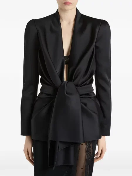 Satenska jakna Balmain veze crna