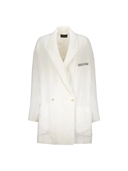 Lniana marynarka Fabiana Filippi dwurzędowa biała