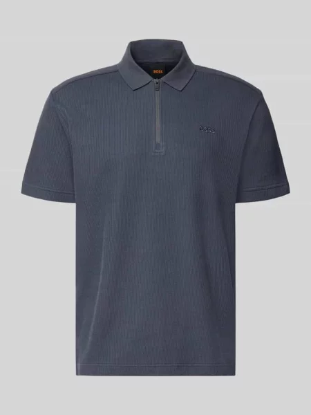 Koszulka polo o kroju regular fit z czystej bawełny model Pe_RibNylon' Boss Orange granatowa
