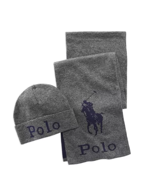 Pletený šál Polo Ralph Lauren šedý