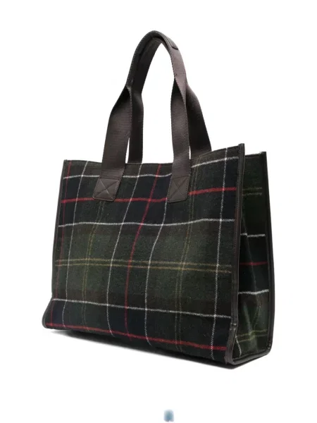 Geantă shopper Barbour în carouri verde