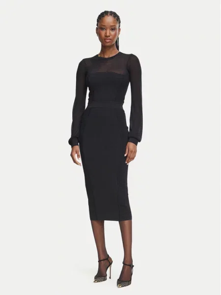 Elisabetta Franchi Rochie cu adaos de mătase negru