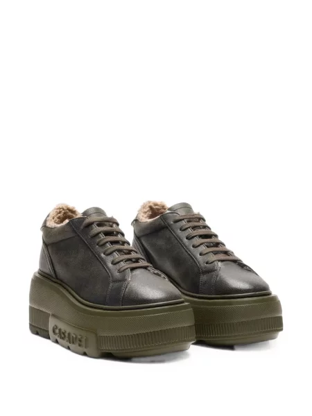 Sneakerși Casadei cu blană verde