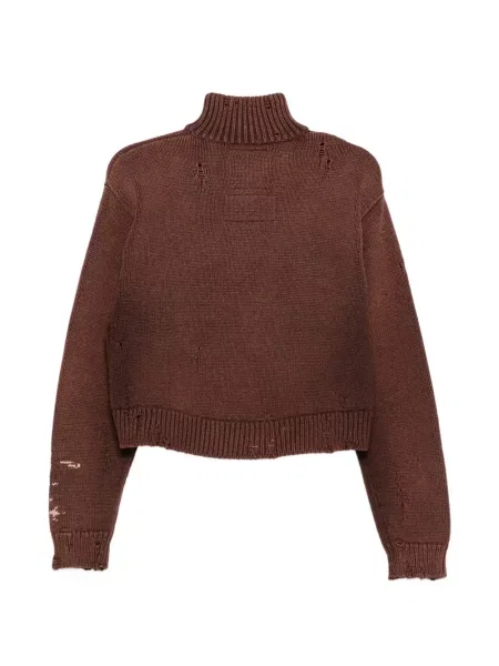 Cardigan Maison Mihara Yasuhiro zdrențuiți tricotate maro